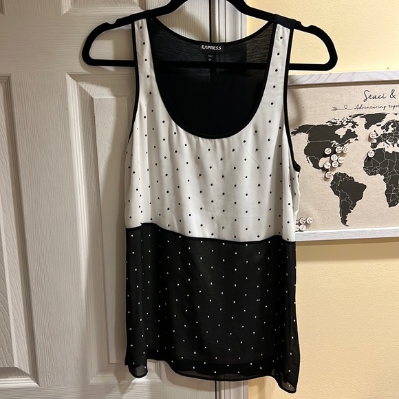 Express Women’s Size Small Black and White Blouse - Picture 1 of 5